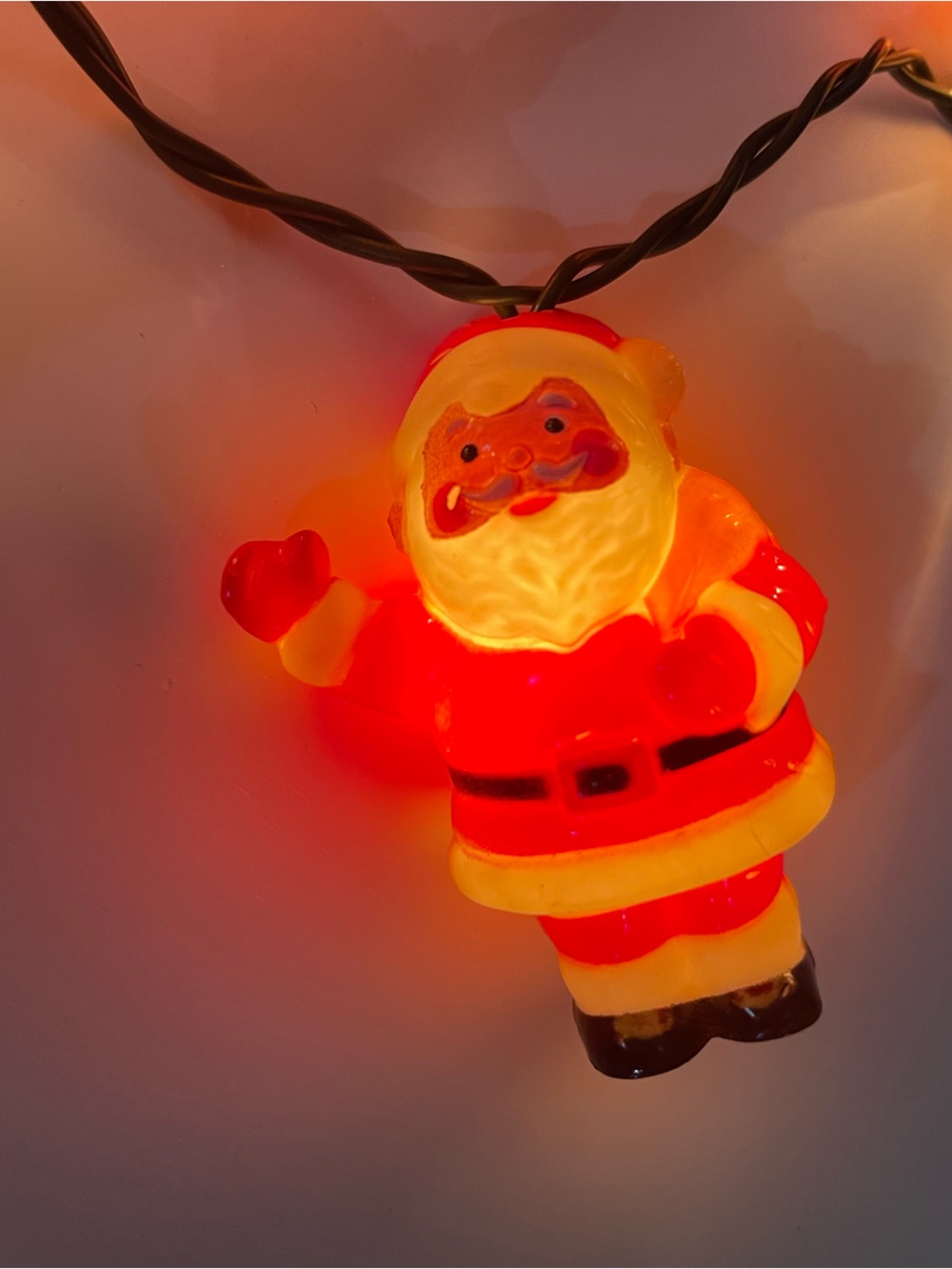 Vintage Kurt S Adler Santa Claus W Gift Sac Blow Mold String Lights Christmas